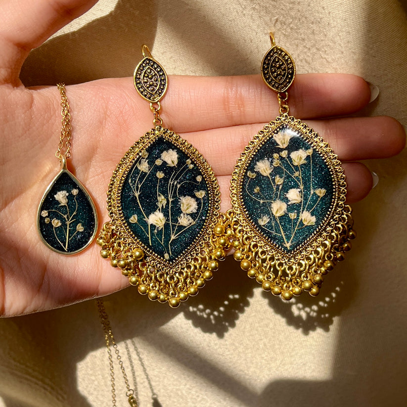 Oberlay AMPHITRITE - LEAF JHUMKAS/PENDANT