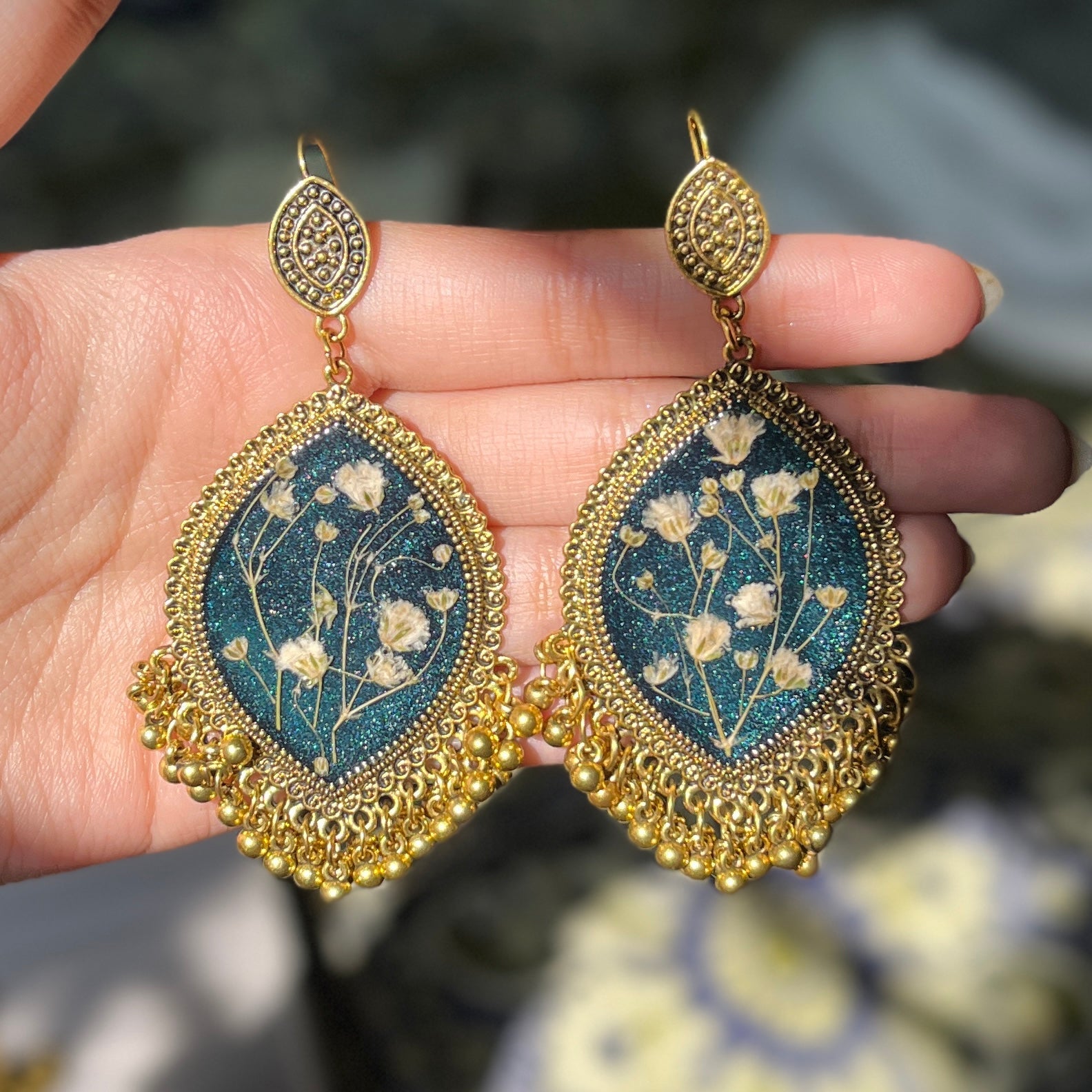Oberlay AMPHITRITE - LEAF JHUMKAS/PENDANT