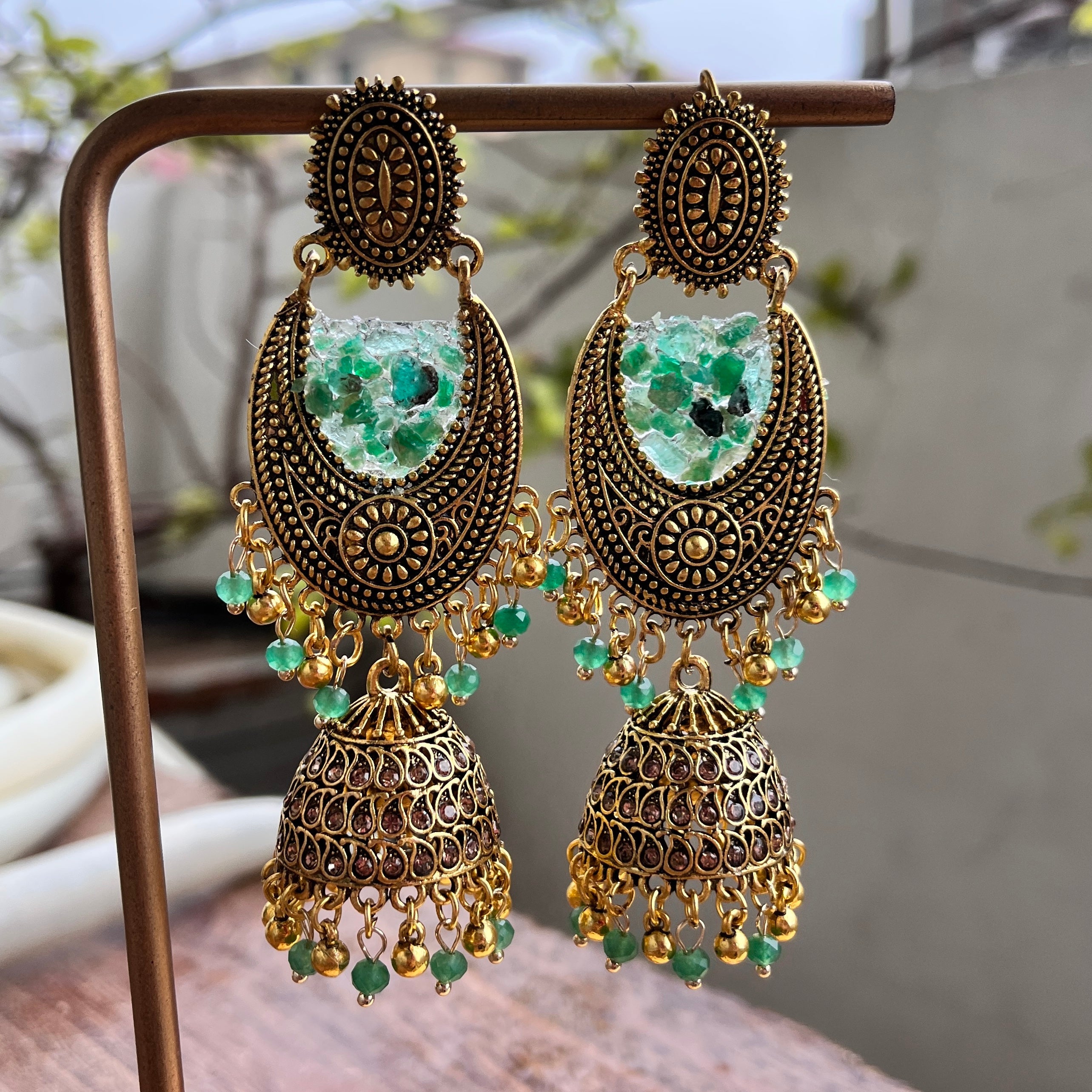 OBERLAY EMERALD - JHUMKAS