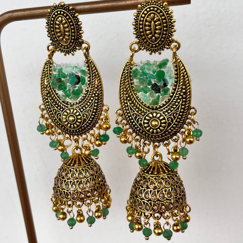 OBERLAY EMERALD - JHUMKAS
