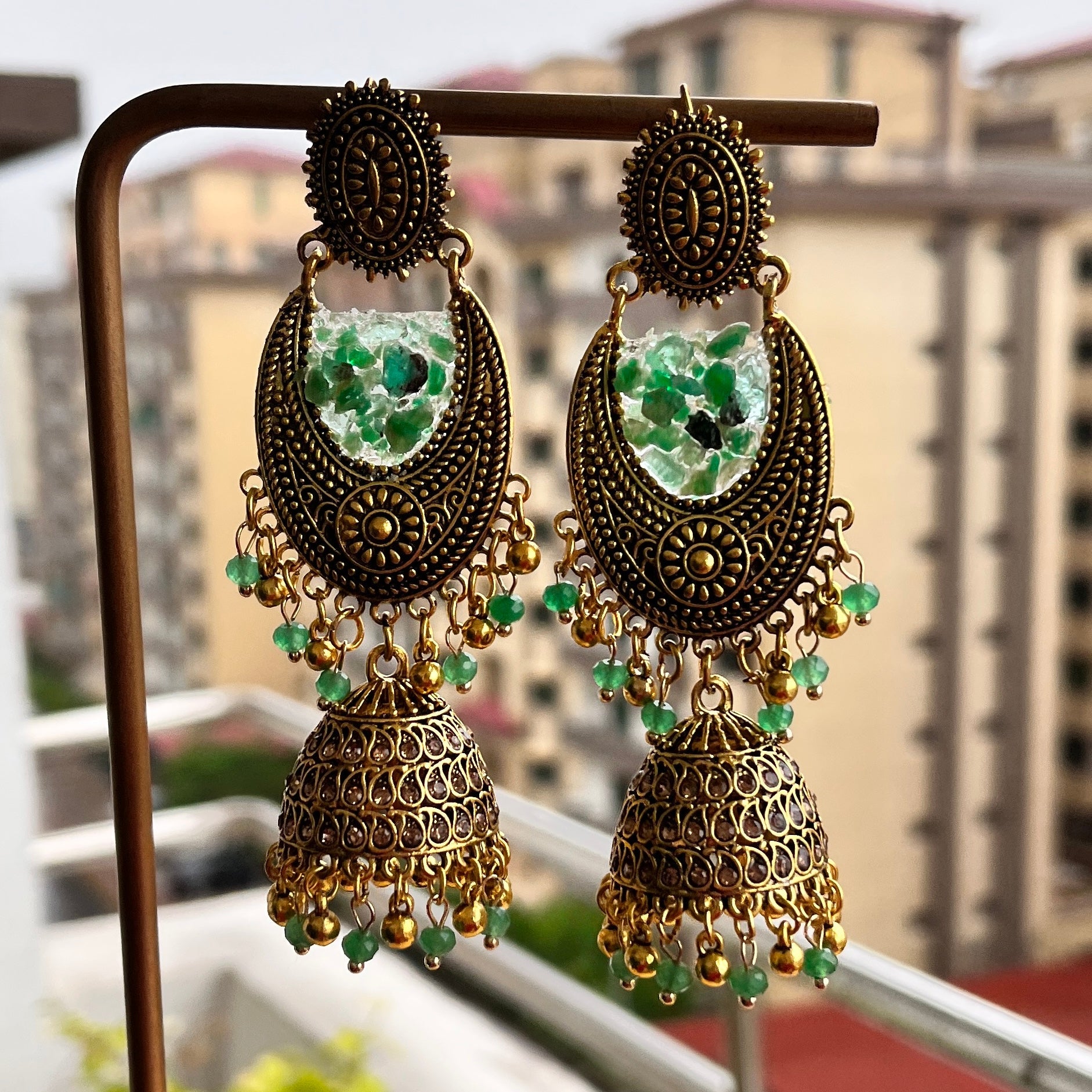 OBERLAY EMERALD - JHUMKAS